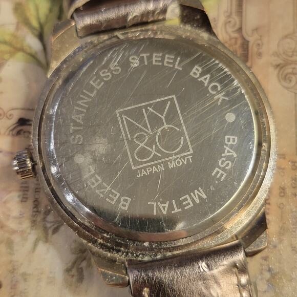 Vintage Watch NY&C Glitter Dial Quartz Rhinestone Bezel Silver Strap Japan Movt - Picture 2 of 10
